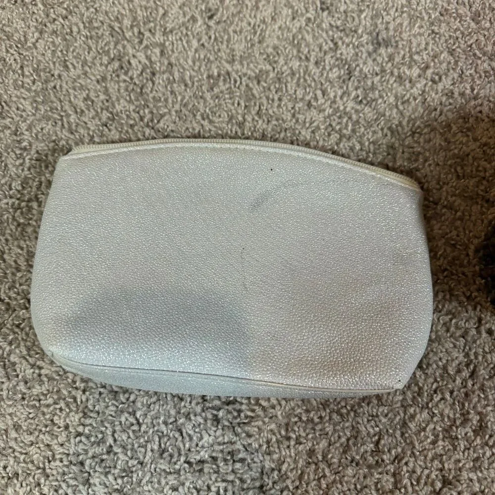 La Prairie Cosmetic Bag LOT of 4 Makeup Bag - Blue White Gray Black Zipper Pouch